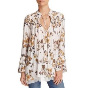 FREE PEOPLE Ivory Smocked Butterfly Tunic